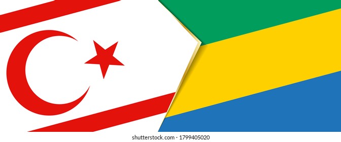 Northern Cyprus and Gabon flags, two vector flags symbol of relationship or confrontation.