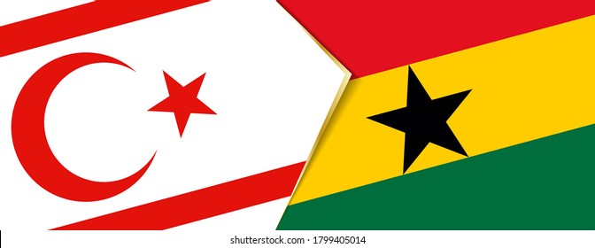 Northern Cyprus and Ghana flags, two vector flags symbol of relationship or confrontation.
