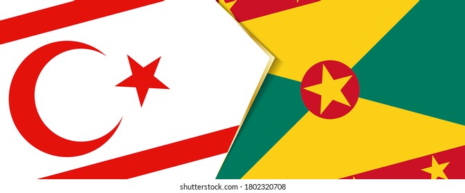 Northern Cyprus and Grenada flags, two vector flags symbol of relationship or confrontation.