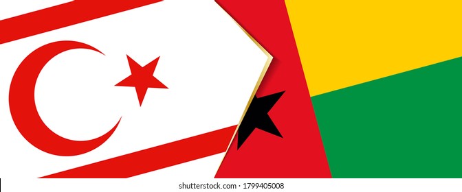 Northern Cyprus and Guinea-Bissau flags, two vector flags symbol of relationship or confrontation.