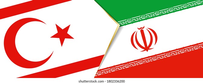 Banderas del norte de Chipre e Irán, dos banderas vectoriales símbolo de relación o enfrentamiento.