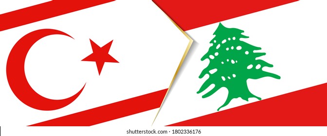 Northern Cyprus and Lebanon flags, two vector flags symbol of relationship or confrontation.