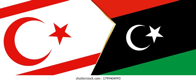Northern Cyprus and Libya flags, two vector flags symbol of relationship or confrontation.