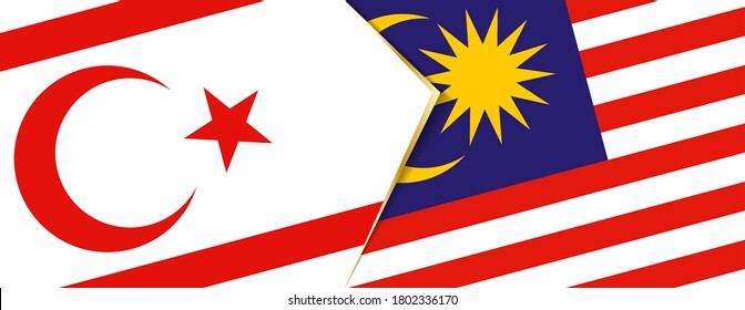 Nordzypern und Malaysia - zwei Vektorflaggen - Symbol für Beziehung oder Konfrontation.