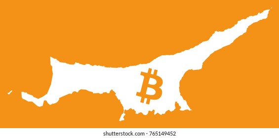 Northern Cyprus map with bitcoin crypto currency symbol illustration