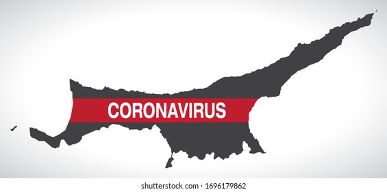 Northern Cyprus map with Coronavirus warning illustration