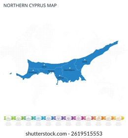 Northern Cyprus Map - Infographic detailed map with regions and cities of the country. Vector illustration EPS10.