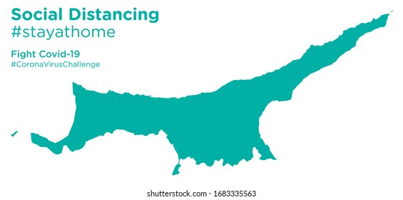 Northern Cyprus map with Social Distancing stayathome tag