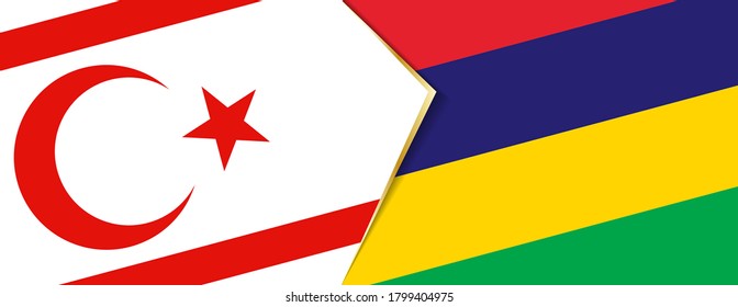 Nordzypern und Mauritius-Flaggen, zwei Vektorfahnen Symbol für Beziehung oder Konfrontation.