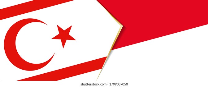 Banderas de Chipre Septentrional y Mónaco, dos banderas vectoriales símbolo de relación o enfrentamiento.