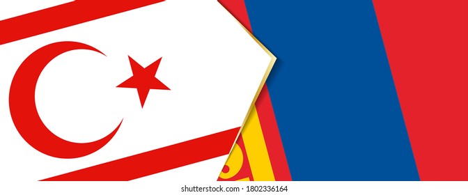 Northern Cyprus and Mongolia flags, two vector flags symbol of relationship or confrontation.