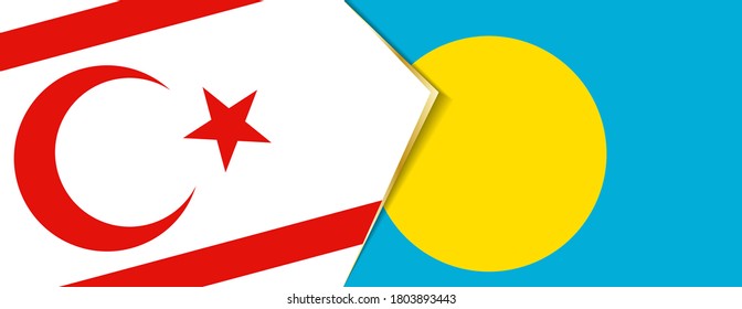 Northern Cyprus and Palau flags, two vector flags symbol of relationship or confrontation.