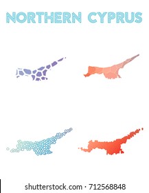 Northern Cyprus polygonal map. Mosaic style maps collection. Bright abstract tessellation, geometric, low poly, modern design. Northern Cyprus polygonal maps for infographics or presentation.