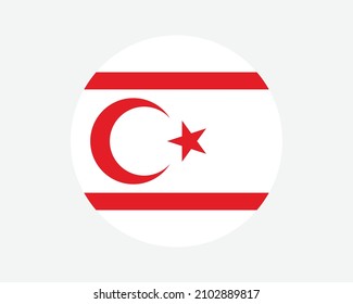 Northern Cyprus Round Country Flag. Turkish Cypriot Circle National Flag. Turkish Republic of Northern Cyprus Circular Shape Button Banner. EPS Vector Illustration. svg