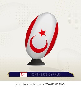 Northern Cyprus Rugby Ball on Rugby Kicking Tees with Modern Design. Illustration perfect for sports, national pride, and rugby-related projects.