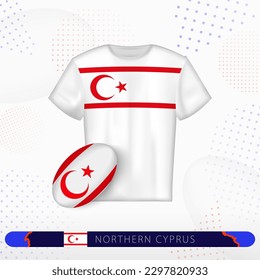 Northern Cyprus rugby jersey with rugby ball of Northern Cyprus on abstract sport background. Jersey design.