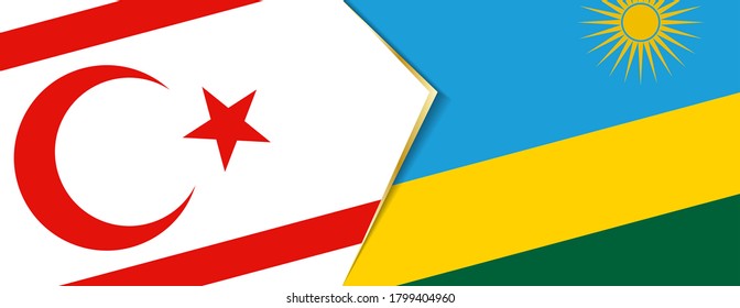 Northern Cyprus and Rwanda flags, two vector flags symbol of relationship or confrontation.