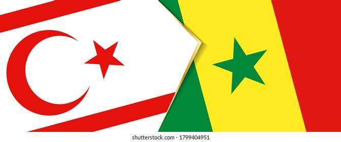 Nordzypern und Senegal - zwei Vektorflaggen - Symbol für Beziehung oder Konfrontation.