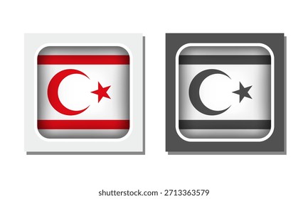 Northern Cyprus Square Rounded Flag Icon