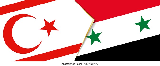 Northern Cyprus and Syria flags, two vector flags symbol of relationship or confrontation.