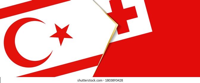 Northern Cyprus and Tonga flags, two vector flags symbol of relationship or confrontation.