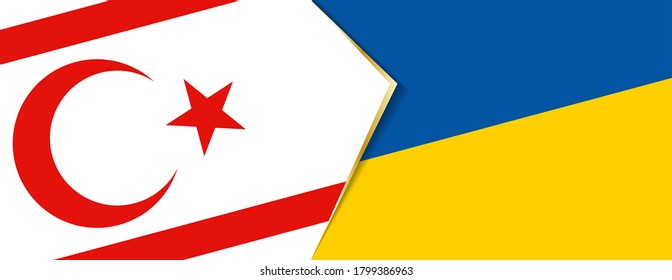 Northern Cyprus and Ukraine flags, two vector flags symbol of relationship or confrontation.