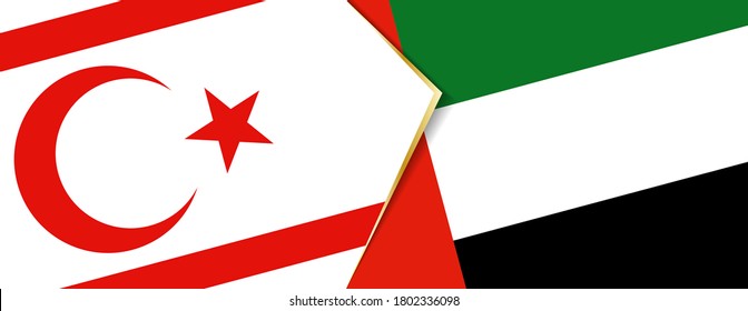 Northern Cyprus and United Arab Emirates flags, two vector flags symbol of relationship or confrontation.