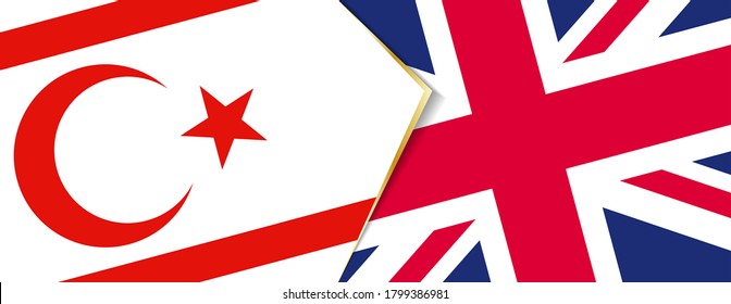 Northern Cyprus and United Kingdom flags, two vector flags symbol of relationship or confrontation.