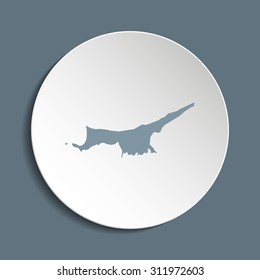 Northern Cyprus vector map on a paper circle. Cut out from white paper icon map of Northern Cyprus. Vector icon map of Northern Cyprus on dark background. Paper cut style country map. 