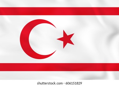 Northern Cyprus waving flag. Northern Cyprus national flag background texture. Vector illustration.