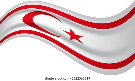 Northern Cyprus wavy flag, waving flag vector illustration