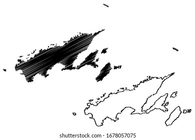 Northern Division (Republic of Fiji, Melanesia) map vector illustration, scribble sketch  Vanua Levu Island map