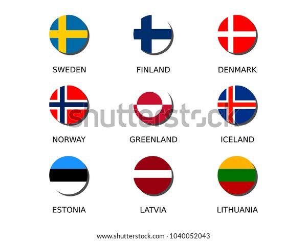 Northern Europe National Flag Icon Set Stock Vector (Royalty Free ...