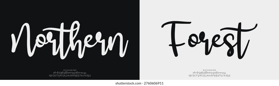Northern Forest, Script Font Calligraphy Logotype Brush Font Type Font lettering handwritten
