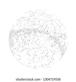 Northern hemisphere constellations, star map. Science astronomy, star chart on white background