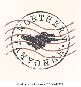 Northern Hungary, Hungary Stamp Map Postal. Silhouette. Passport Round Design. Vector Icon. Design Retro Travel National Symbol.