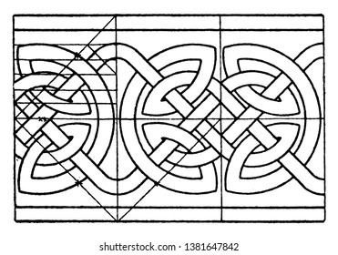 Northern Interlacement Band comes from a manuscript ornament, Its is a mix design, vintage line drawing or engraving.