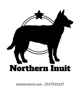 Northern Inuit dog silhouette,  dog, dog breeds, logo, vector, silhouette, logo design, animal, illustration, icon, sign, design, black,  symbol, pet