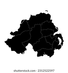 Northern Ireland with administrative districts. Vector illustration.