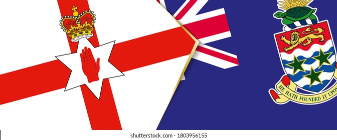 Northern Ireland and Cayman Islands flags, two vector flags symbol of relationship or confrontation.