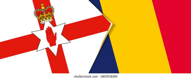 Northern Ireland and Chad flags, two vector flags symbol of relationship or confrontation.