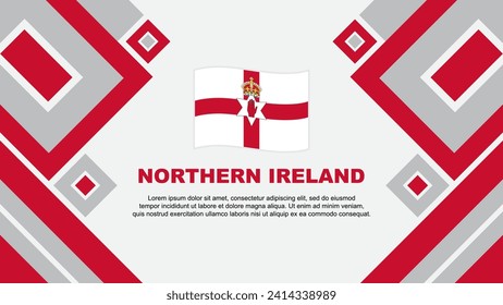 Plantilla de diseño de fondo de resumen de la bandera de Irlanda del Norte. Ilustración de vectores de papel tapiz del Día de la Independencia de Irlanda del Norte. Caricatura de Irlanda del Norte