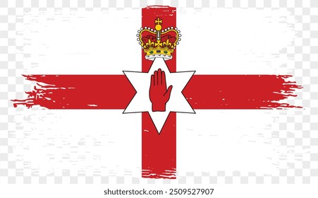 Pincel de la bandera de Irlanda del Norte con textura aislado en png o fondo transparente. Ilustración vectorial  