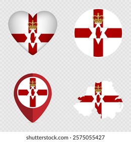 Northern Ireland Flag Icons Pack. Vector illustration.