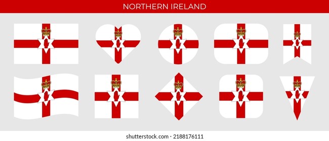 Northern Ireland flag set. Vector illustration isolated on white background