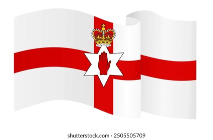 Northern Ireland flag wave isolated on png or transparent background vector illustration.