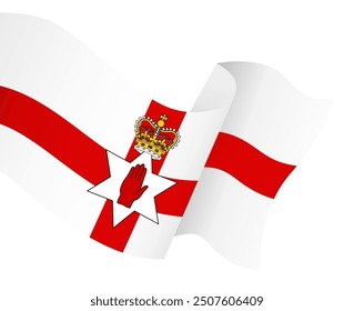 Northern Ireland flag wave isolated on png or transparent background vector illustration.