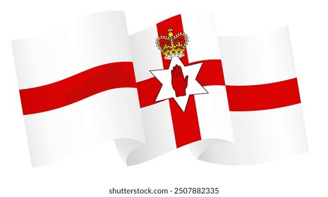Northern Ireland flag wave isolated on png or transparent background vector illustration.