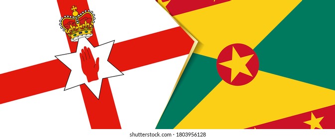 Northern Ireland and Grenada flags, two vector flags symbol of relationship or confrontation.