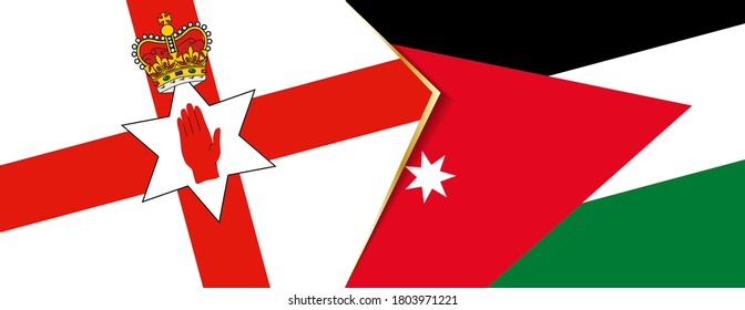 Northern Ireland and Jordan flags, two vector flags symbol of relationship or confrontation.